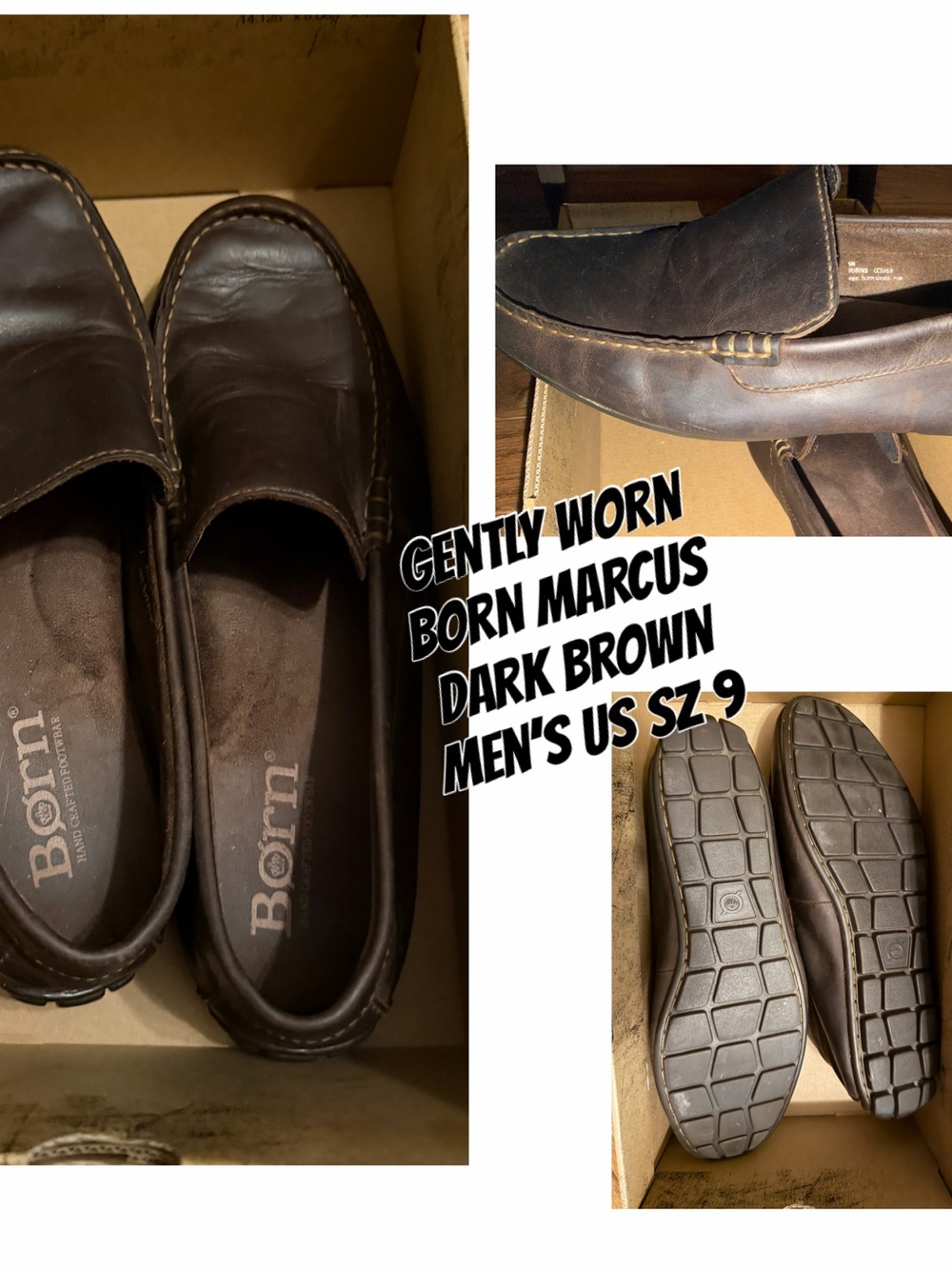Born Dark Brown Leather Slip-On Loafers